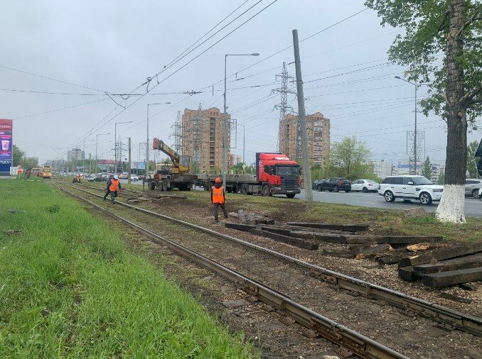 На ул. Ново-Садовой в Самаре демонтировали трамвайные пути