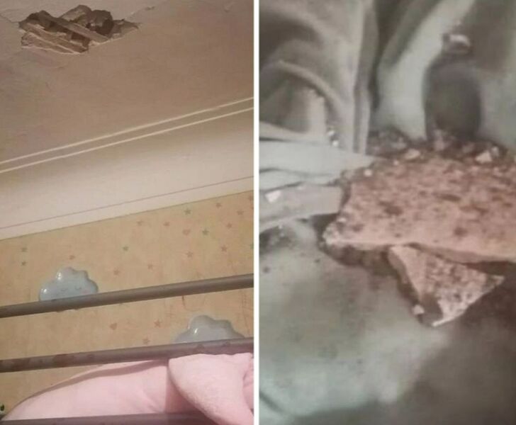 В Самаре в квартире кусок потолка упал на детскую кроватку